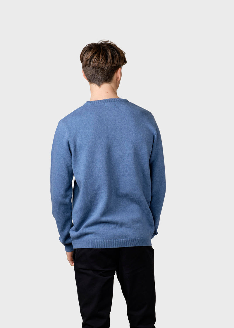 Klitmøller Collective ApS Mens basic cotton knit Knitted sweaters Sky blue