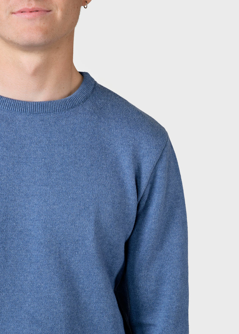 Klitmøller Collective ApS Mens basic cotton knit Knitted sweaters Sky blue