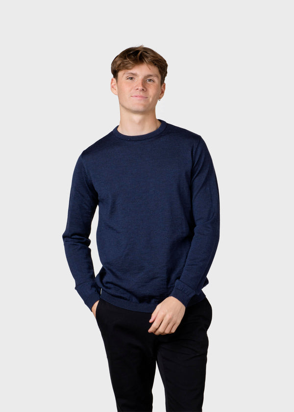 Klitmøller Collective ApS Mens basic merino knit Knitted sweaters Deep blue