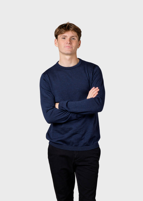Klitmøller Collective ApS Mens basic merino knit Knitted sweaters Deep blue