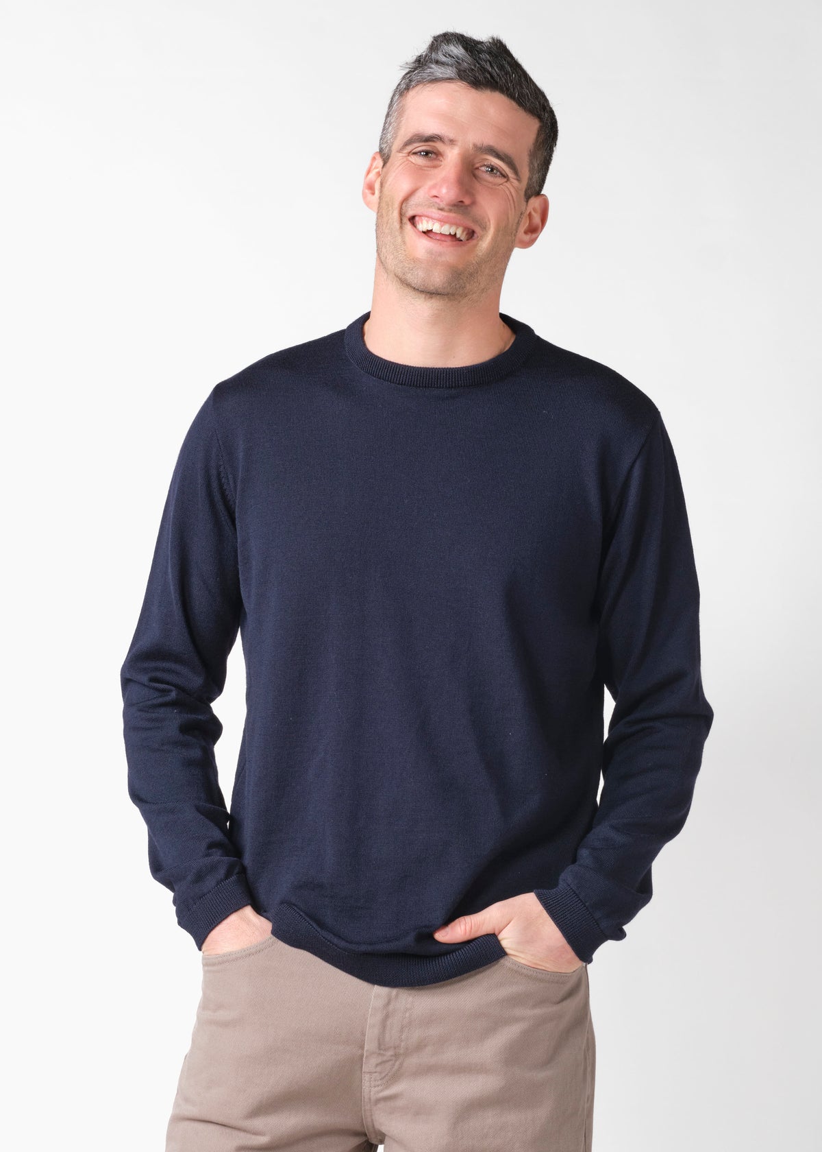 Klitmøller Collective ApS Mens basic merino knit Knitted sweaters Navy