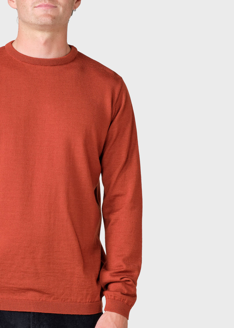 Klitmøller Collective ApS Mens basic merino knit Knitted sweaters Rust
