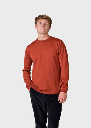 Klitmøller Collective ApS Mens basic merino knit Knitted sweaters Rust