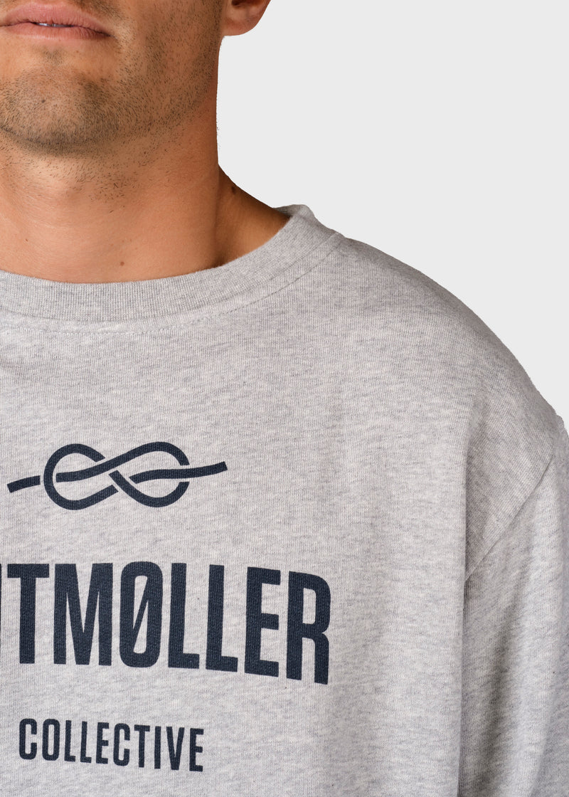 Klitmøller Collective ApS Mens logo crew Sweatshirts Grey melange