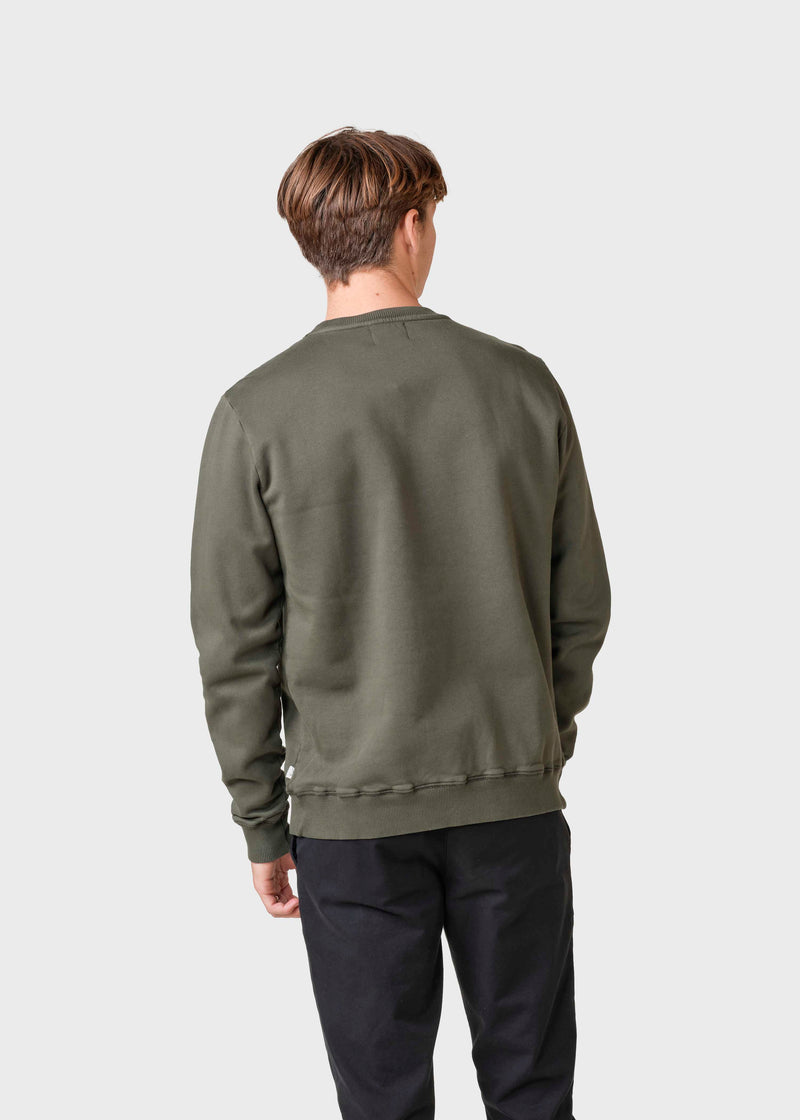 Klitmøller Collective ApS Mens logo crew Sweatshirts Olive