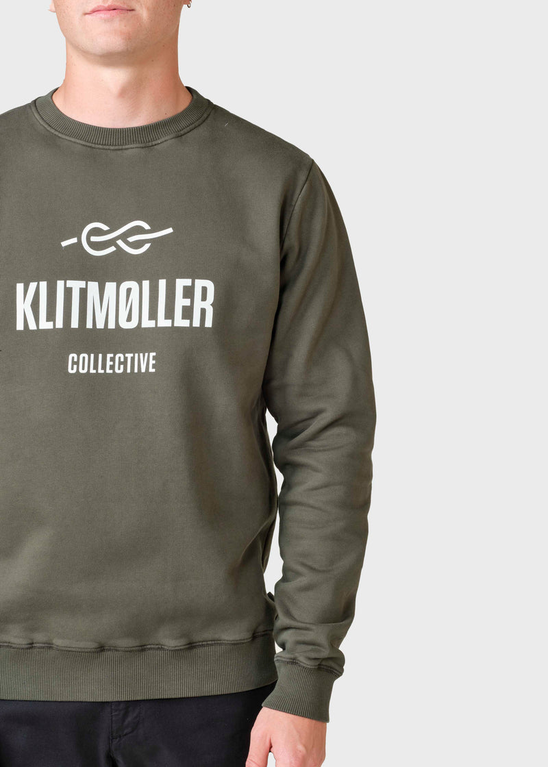 Klitmøller Collective ApS Mens logo crew Sweatshirts Olive