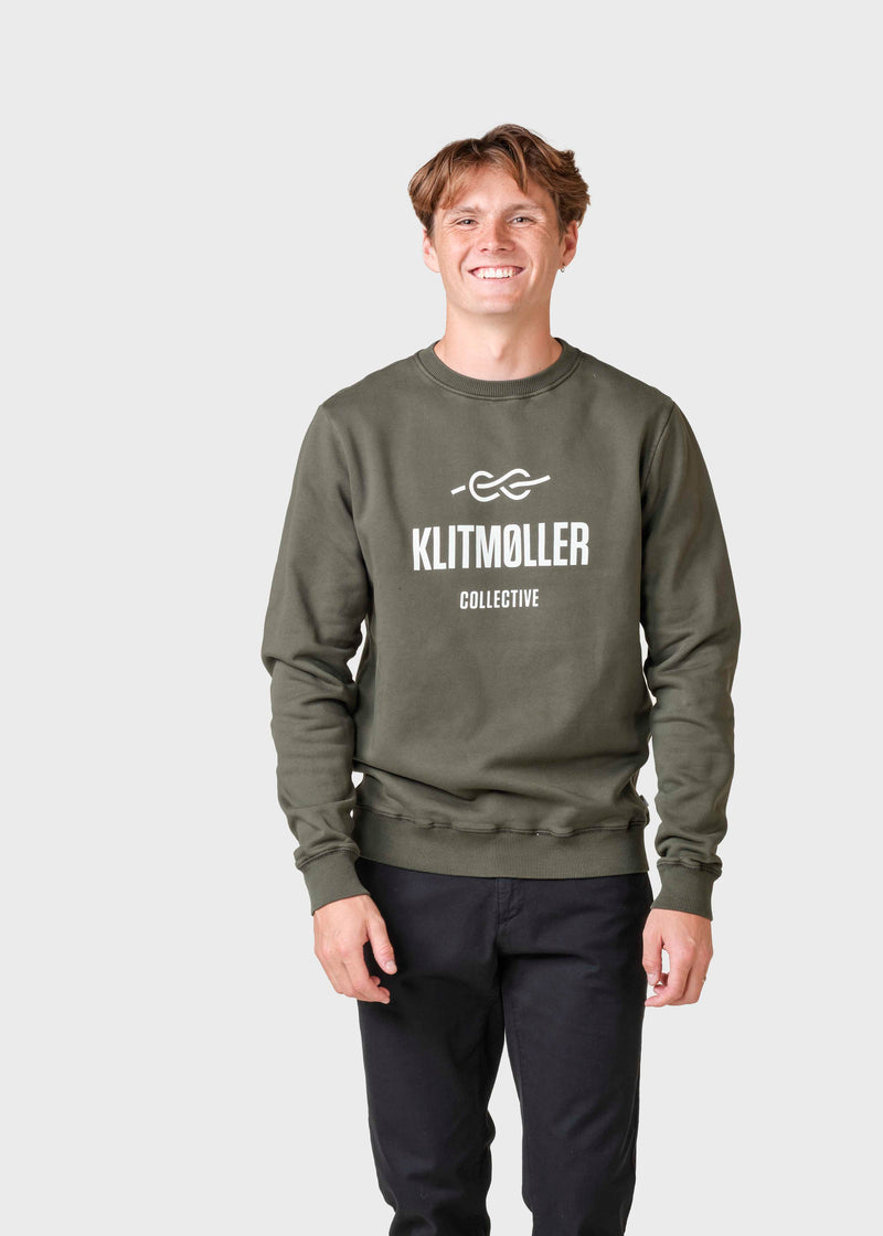 Klitmøller Collective ApS Mens logo crew Sweatshirts Olive