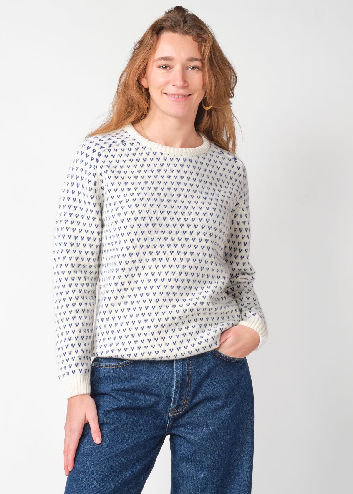 Klitmøller Collective ApS Mika Knit Knitted sweaters Cream/surf blue