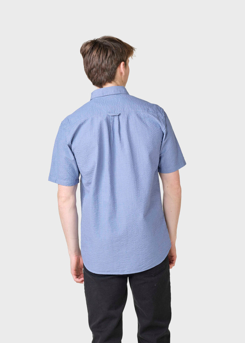 Klitmøller Collective ApS Morten short stripe shirt Shirts White/navy/light blue overdye