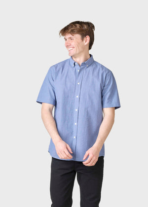 Klitmøller Collective ApS Morten short stripe shirt Shirts White/navy/light blue overdye