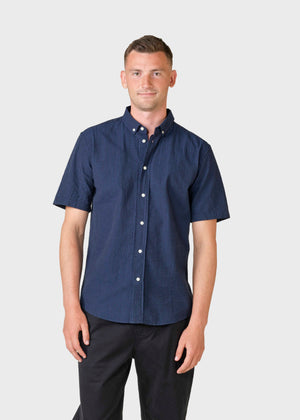Klitmøller Collective ApS Morten short stripe shirt Shirts White/navy/ocean overdye