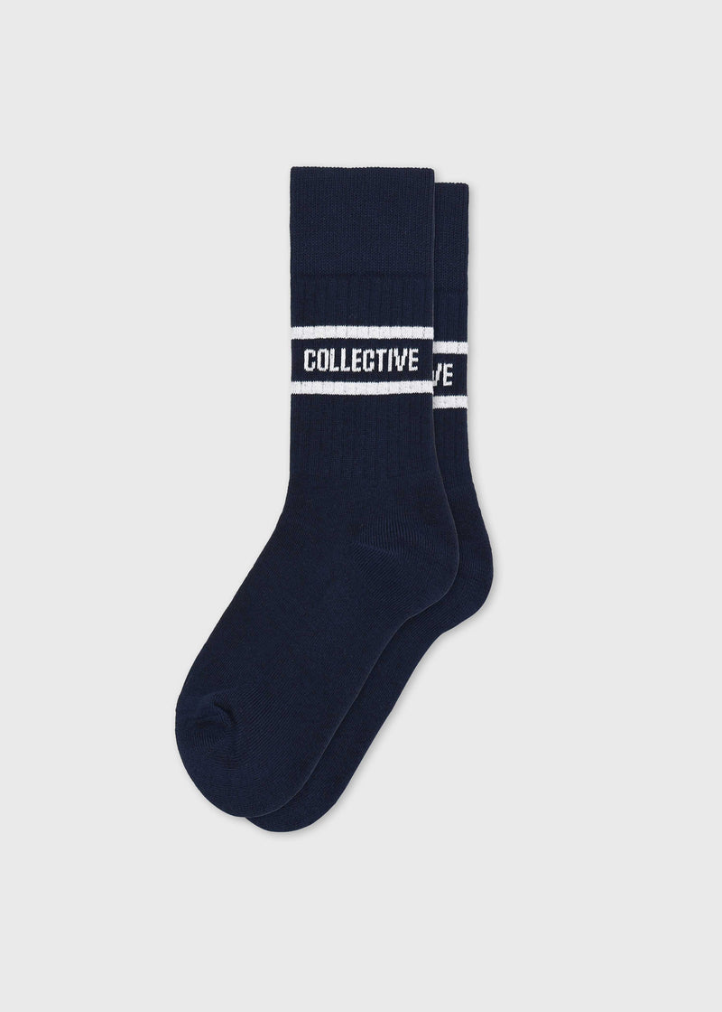 Klitmøller Collective ApS Name cotton sock Socks Navy/white
