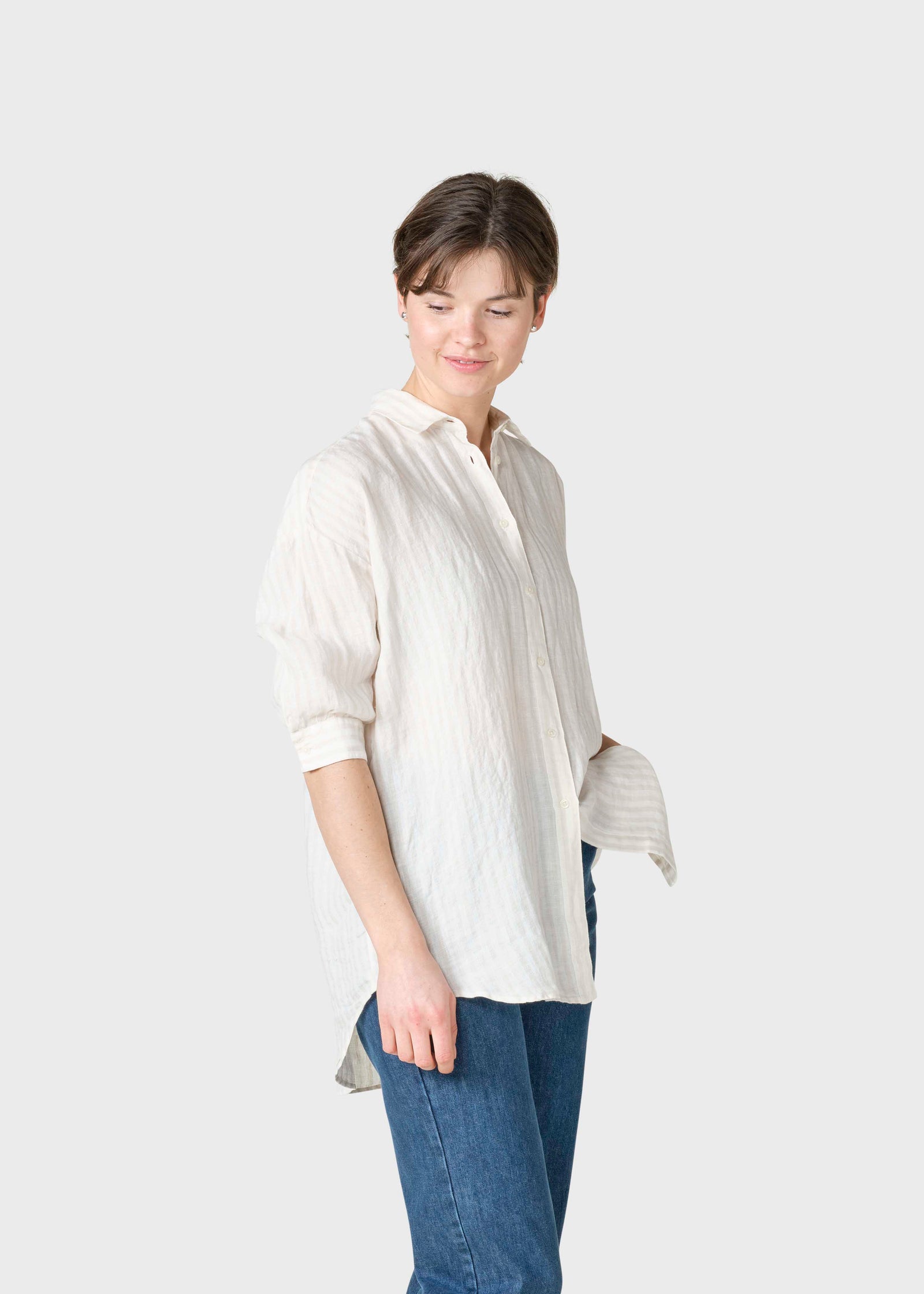 Oline linen shirt - Cream/sand – klitmollercollective.com