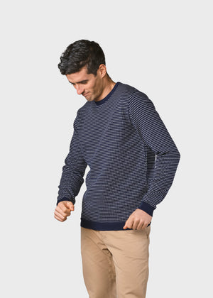 Klitmøller Collective ApS Otto knit Knitted sweaters Navy/cream melange dots