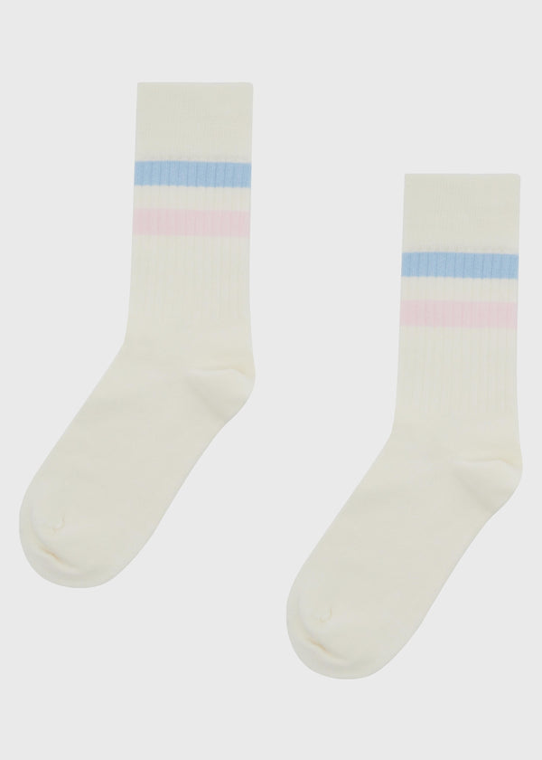 Klitmøller Collective ApS Retro cotton sock Socks Cream/light blue/rose