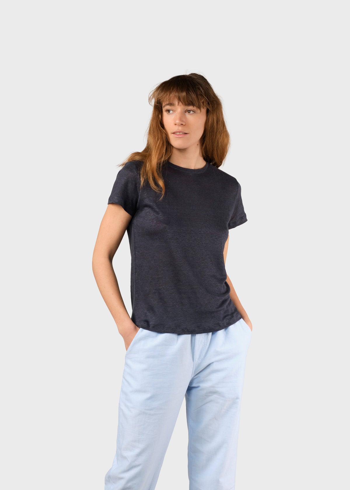 Klitmøller Collective ApS Rikke linen tee T-Shirts Navy