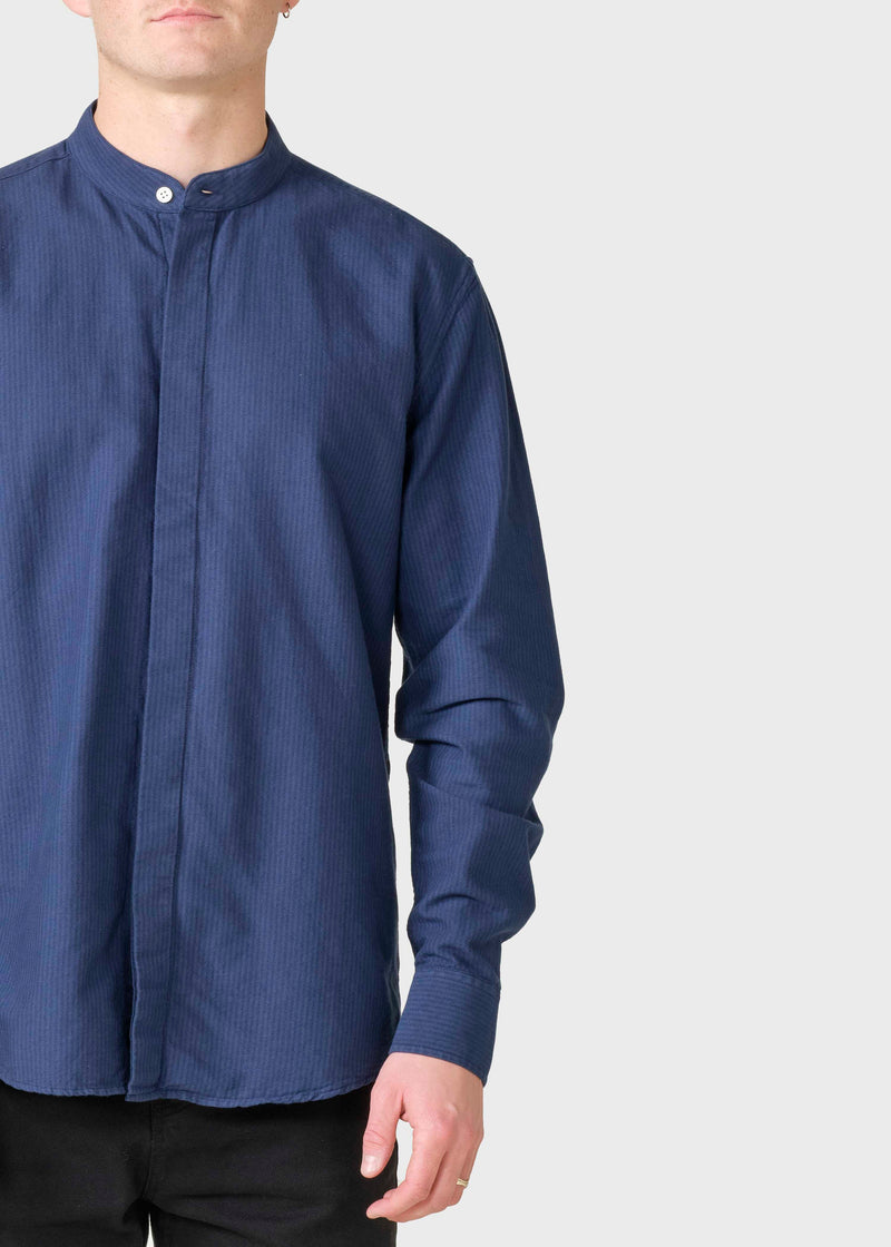 Klitmøller Collective ApS Simon striped shirt Shirts Ocean/navy/ocean overdye