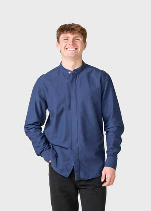 Klitmøller Collective ApS Simon striped shirt Shirts Ocean/navy/ocean overdye