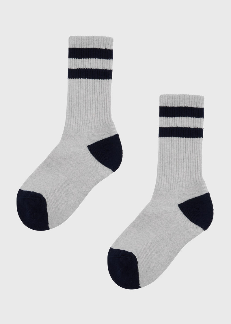 Klitmøller Collective ApS Striped merino sock Socks Pastel grey/navy