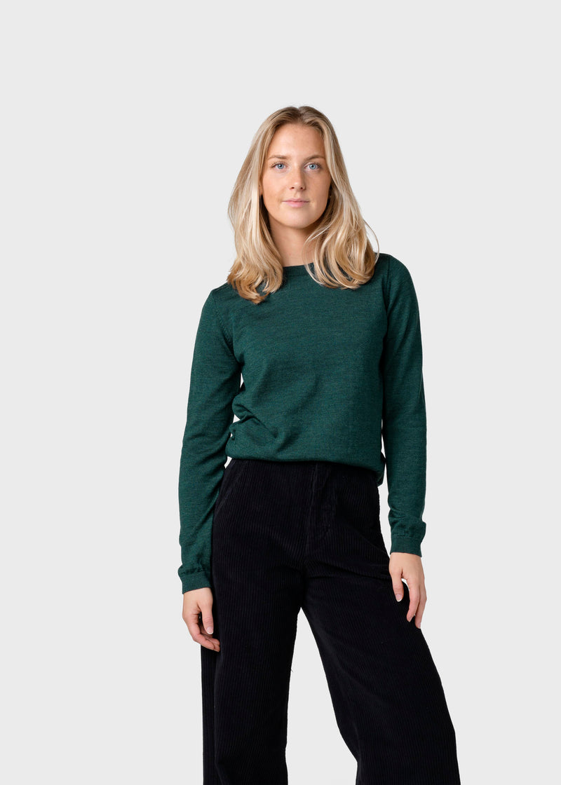 Klitmøller Collective ApS Womens basic merino knit Knitted sweaters Moss Green