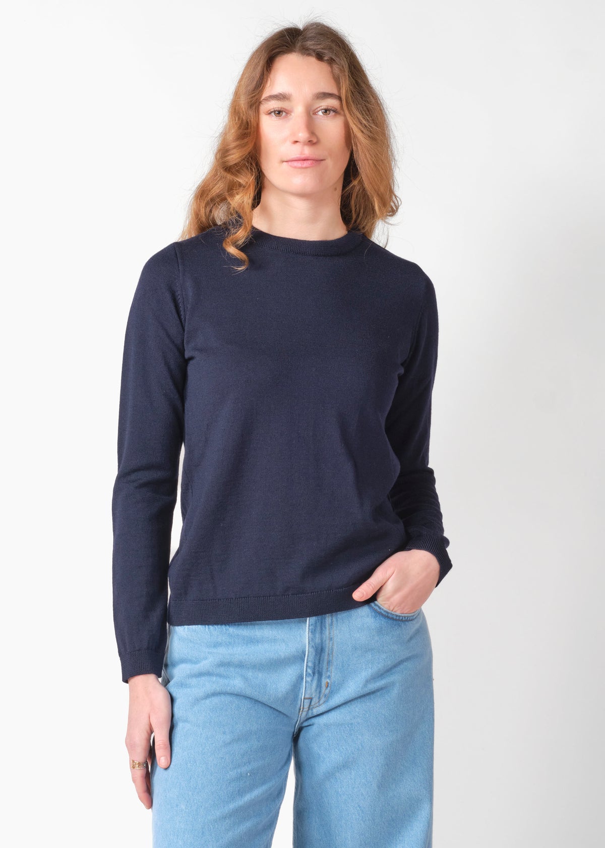 Klitmøller Collective ApS Womens basic merino knit Knitted sweaters Navy