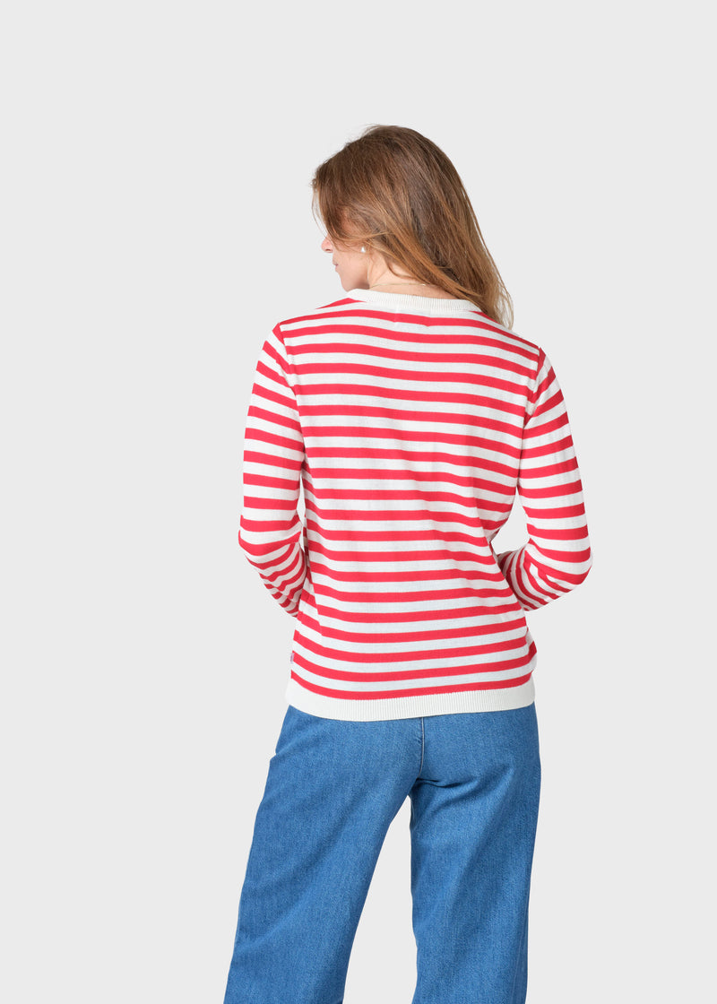 Klitmøller Collective ApS Womens basic stripe merino knit Knitted sweaters Cream/red