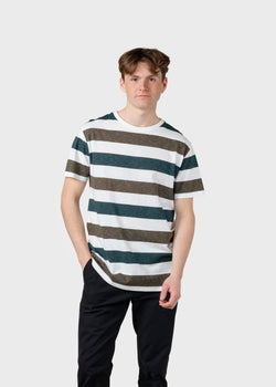 Klitmøller Collective ApS George tee T-Shirts Olive/moss green stripes