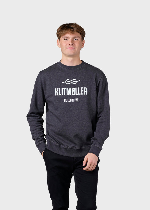 Klitmøller Collective ApS Mens logo crew Sweatshirts Anthracite melange