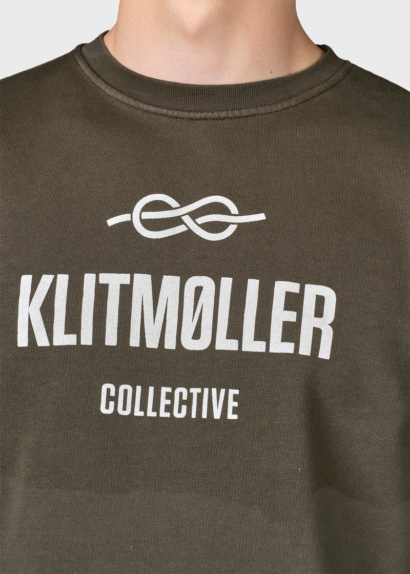 Klitmøller Collective ApS Mens logo crew Sweatshirts Olive