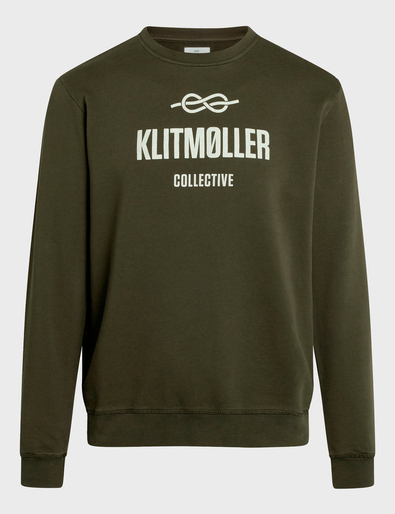 Klitmøller Collective ApS Mens logo crew Sweatshirts Olive