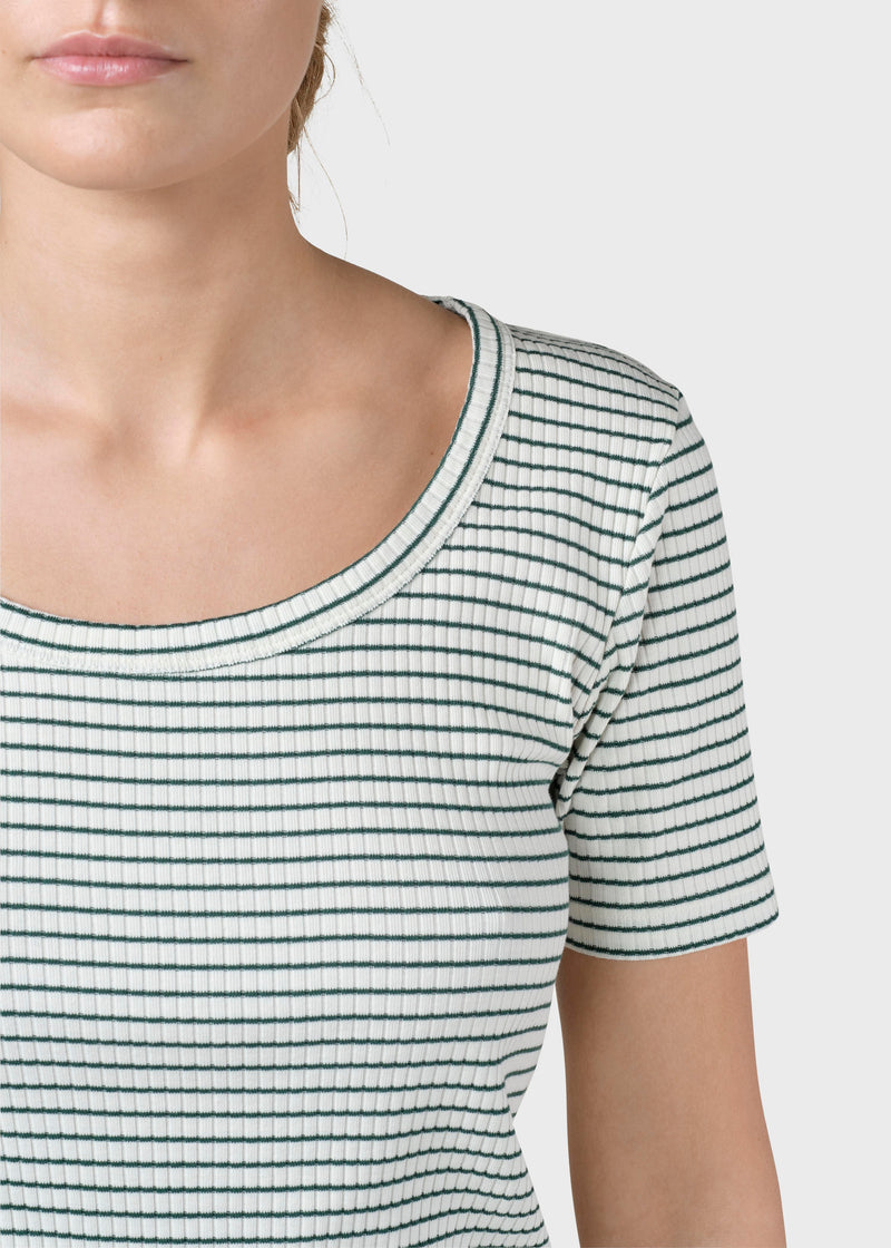 Klitmøller Collective ApS Rib tee stripes T-Shirts Cream/moss green