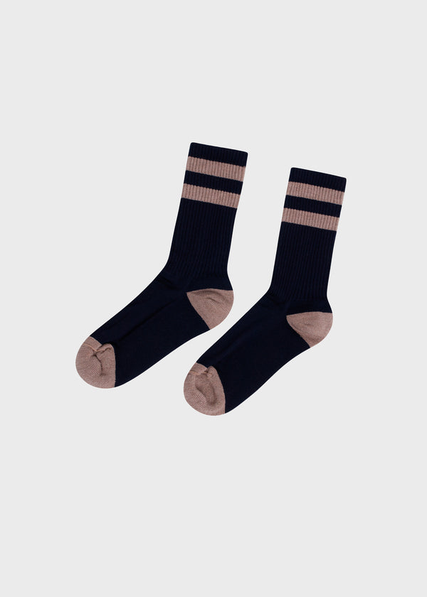 Klitmøller Collective ApS Striped merino sock Socks Navy/sand