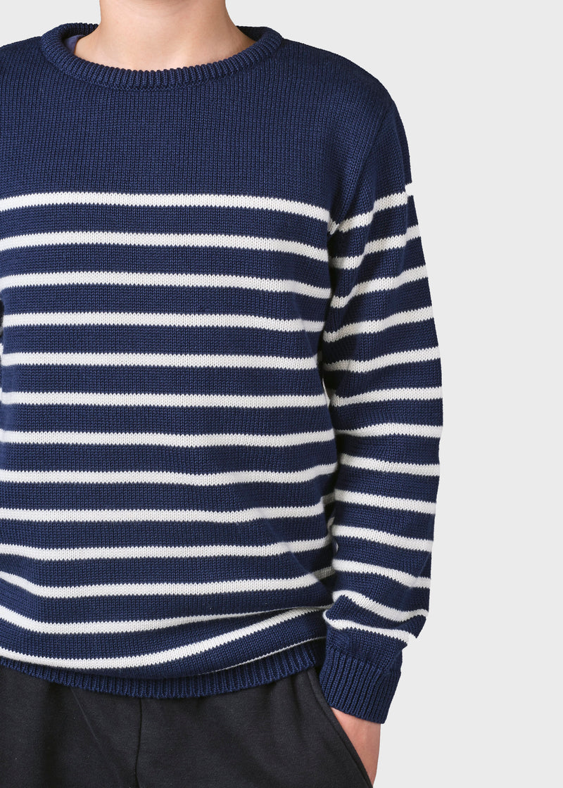 Klitmøller Collective ApS Kids stripe cotton knit Knitted sweaters Navy/cream